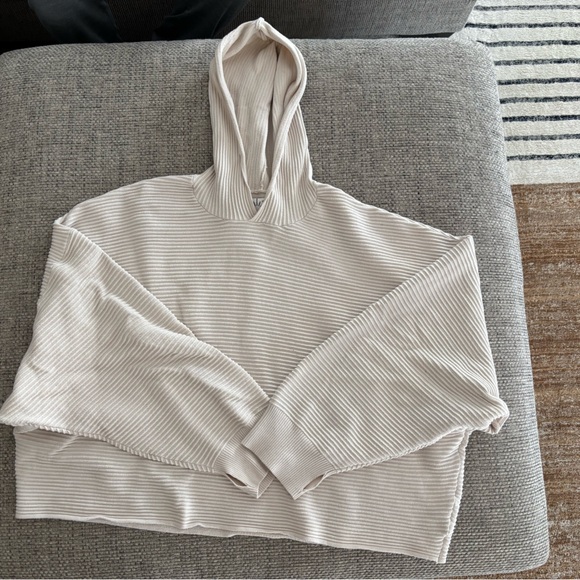 2 aerie Ribbed Hoodies in Cream and Black - Picture 3 of 10